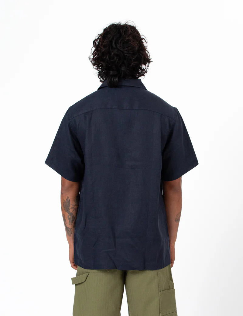 Cuban Linen Short Sleeved - Navy