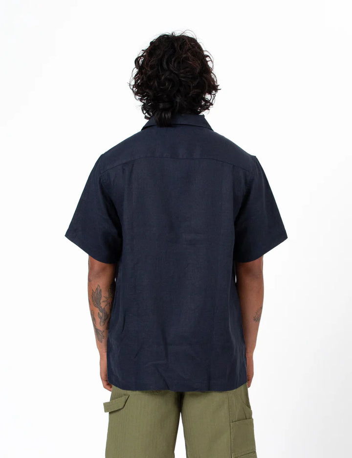 Cuban Linen Short Sleeved - Navy