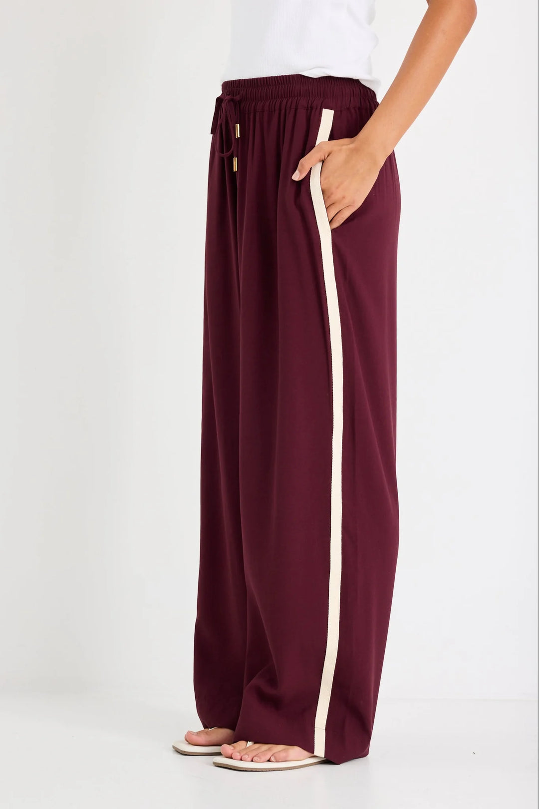 Townie Burgundy Stripe Side Tape Pant