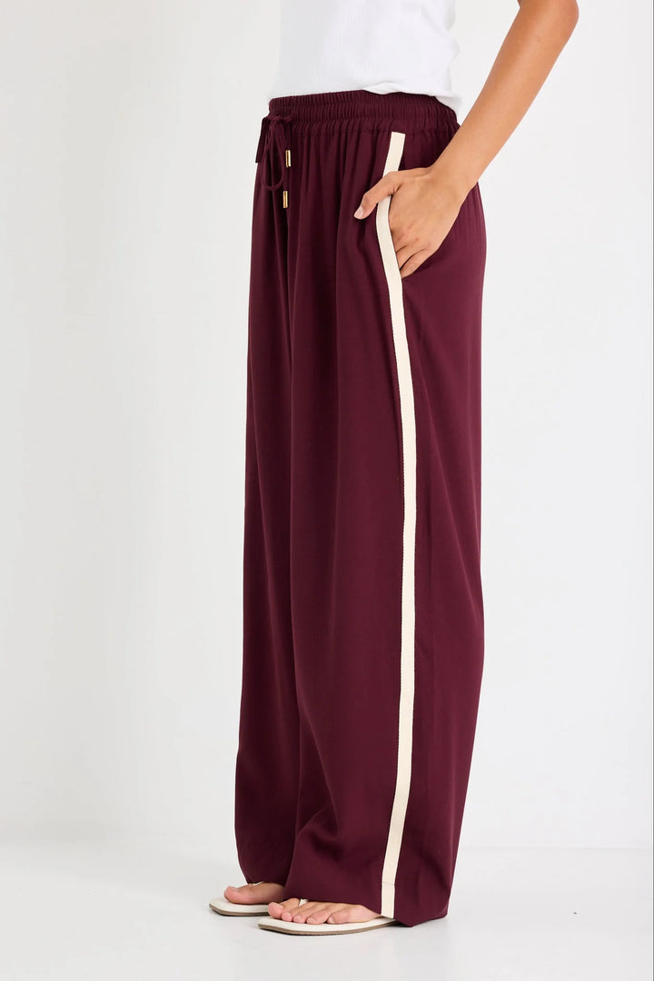Townie Burgundy Stripe Side Tape Pant