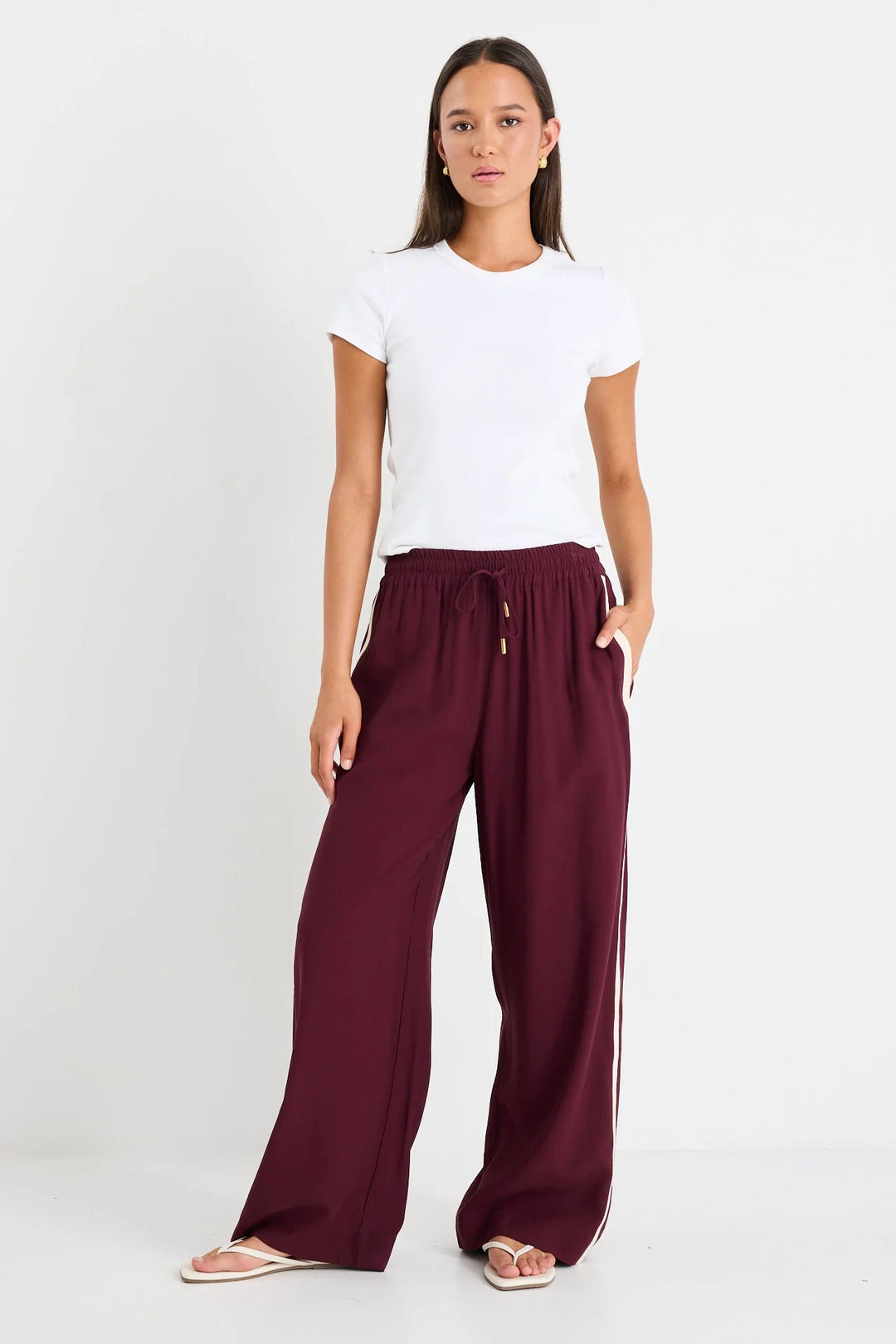 Townie Burgundy Stripe Side Tape Pant