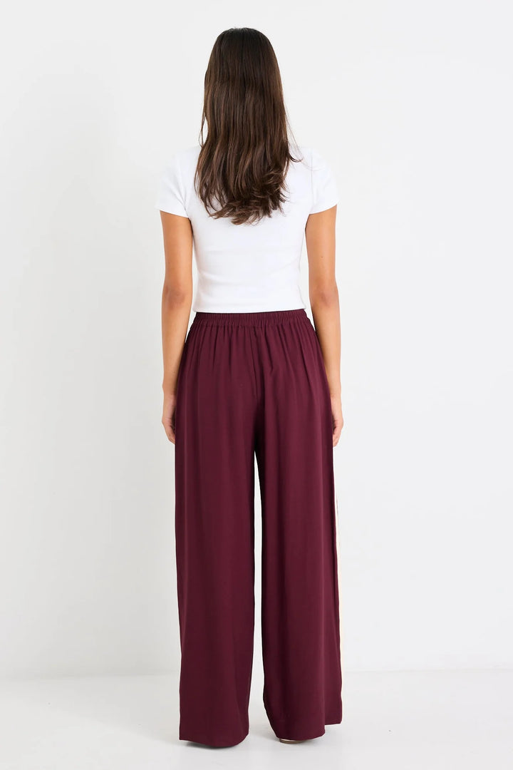 Townie Burgundy Stripe Side Tape Pant