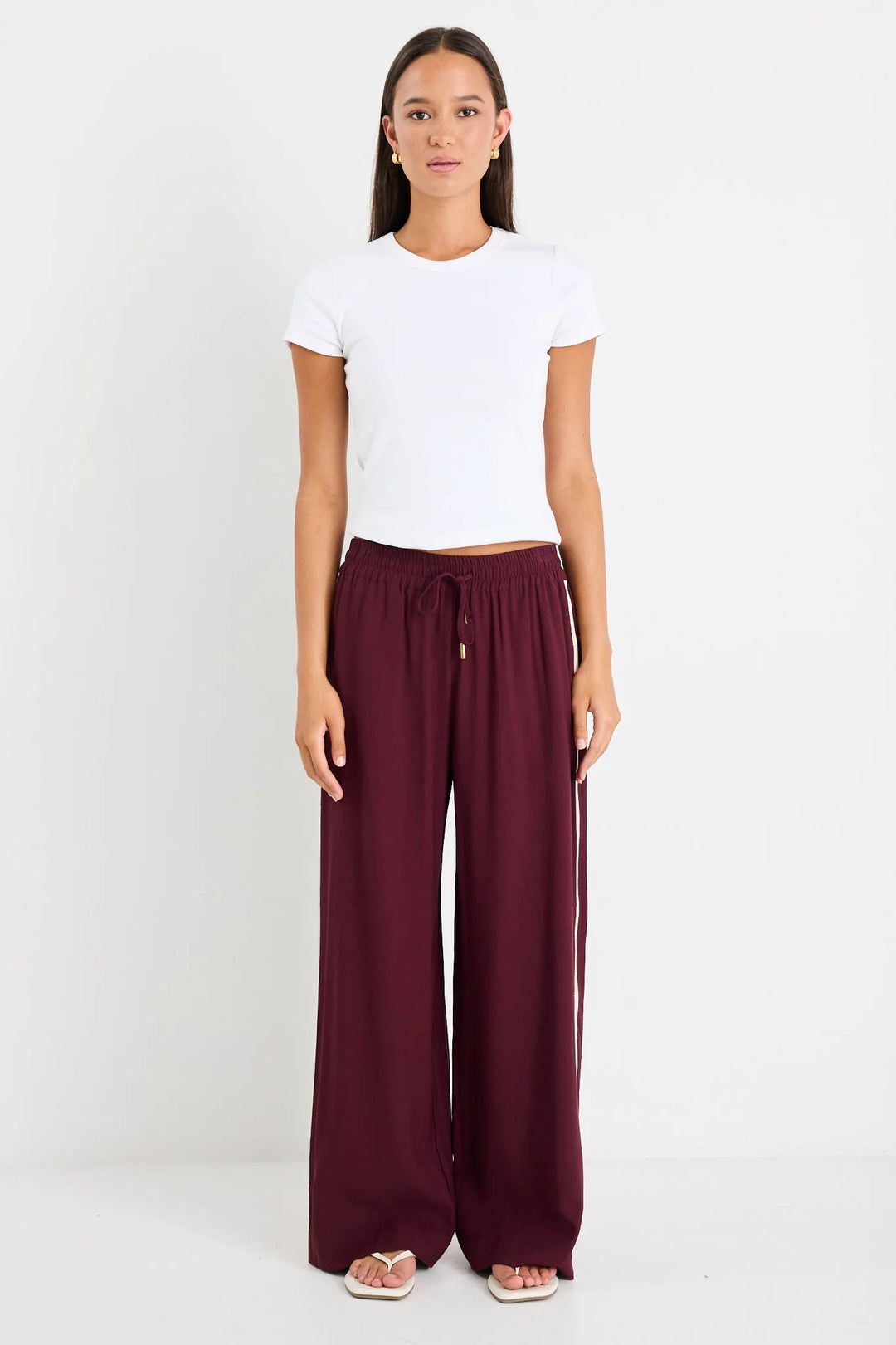 Townie Burgundy Stripe Side Tape Pant