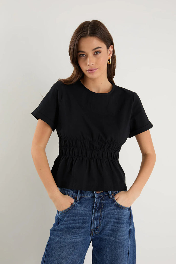 Svelte Shirred Detail Short Sleeve Top
