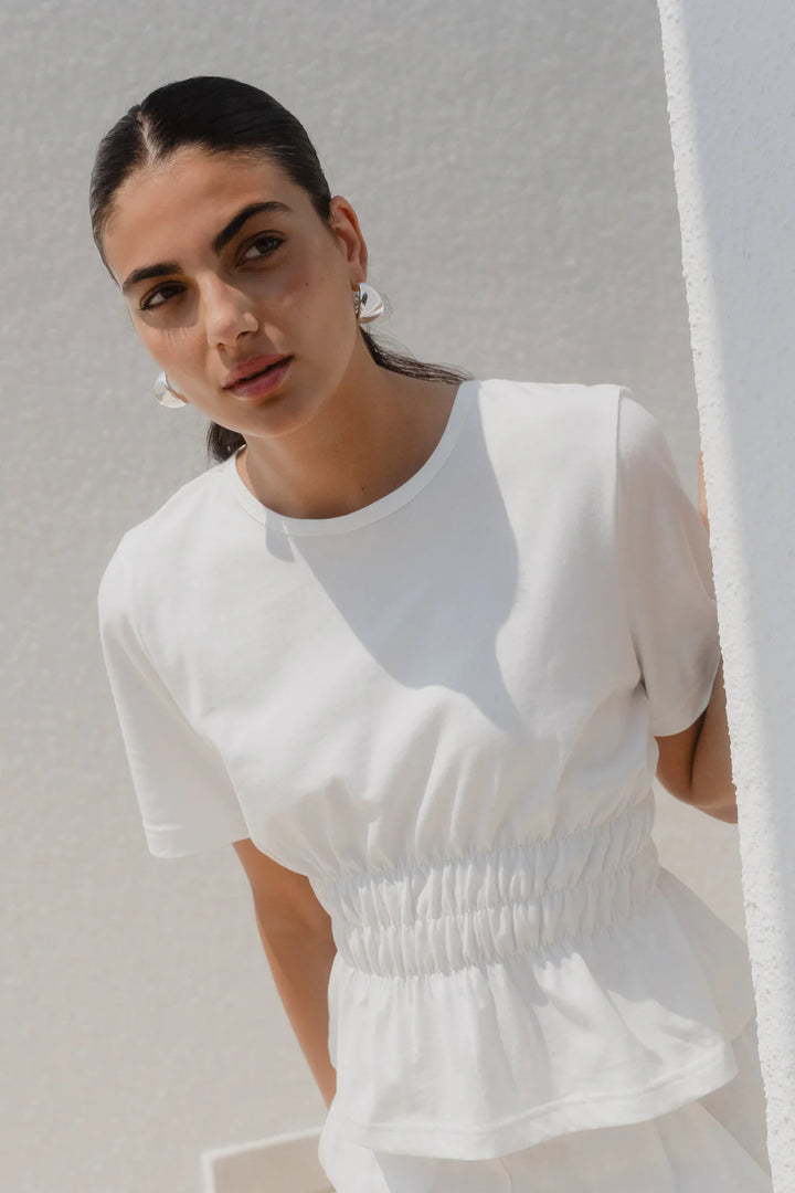 Svelte Shirred Detail Short Sleeve Top