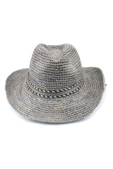 Dallas Raffia Cowboy Fedora - Washed Out Denim