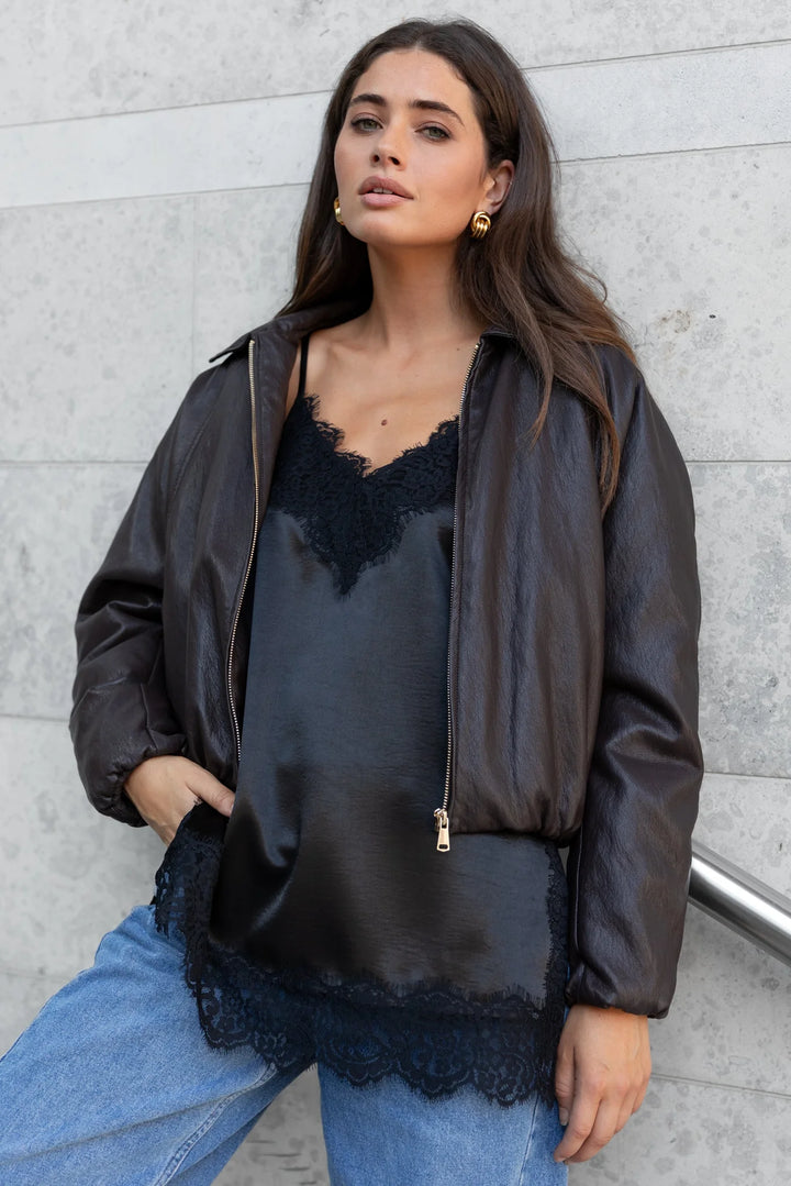 Troupe Chocolate Bubble Hem Jacket