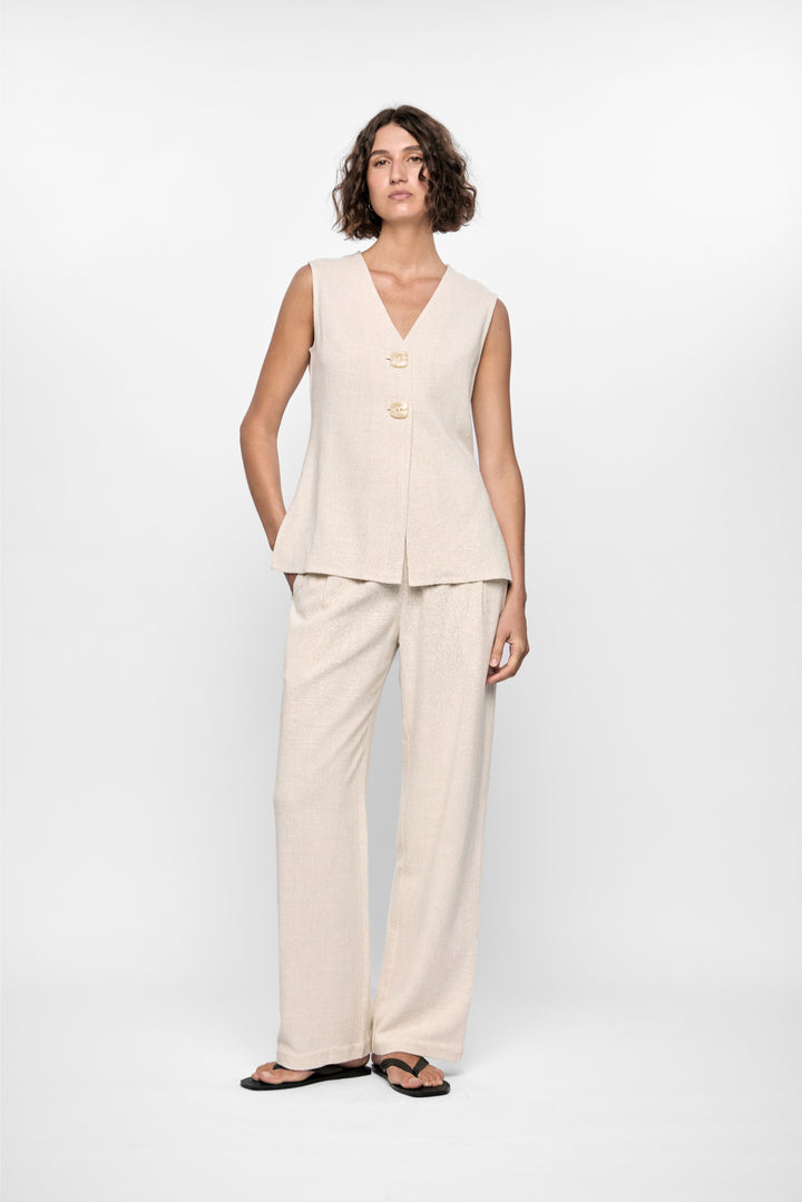 Piper Wide Leg Pant - Natural