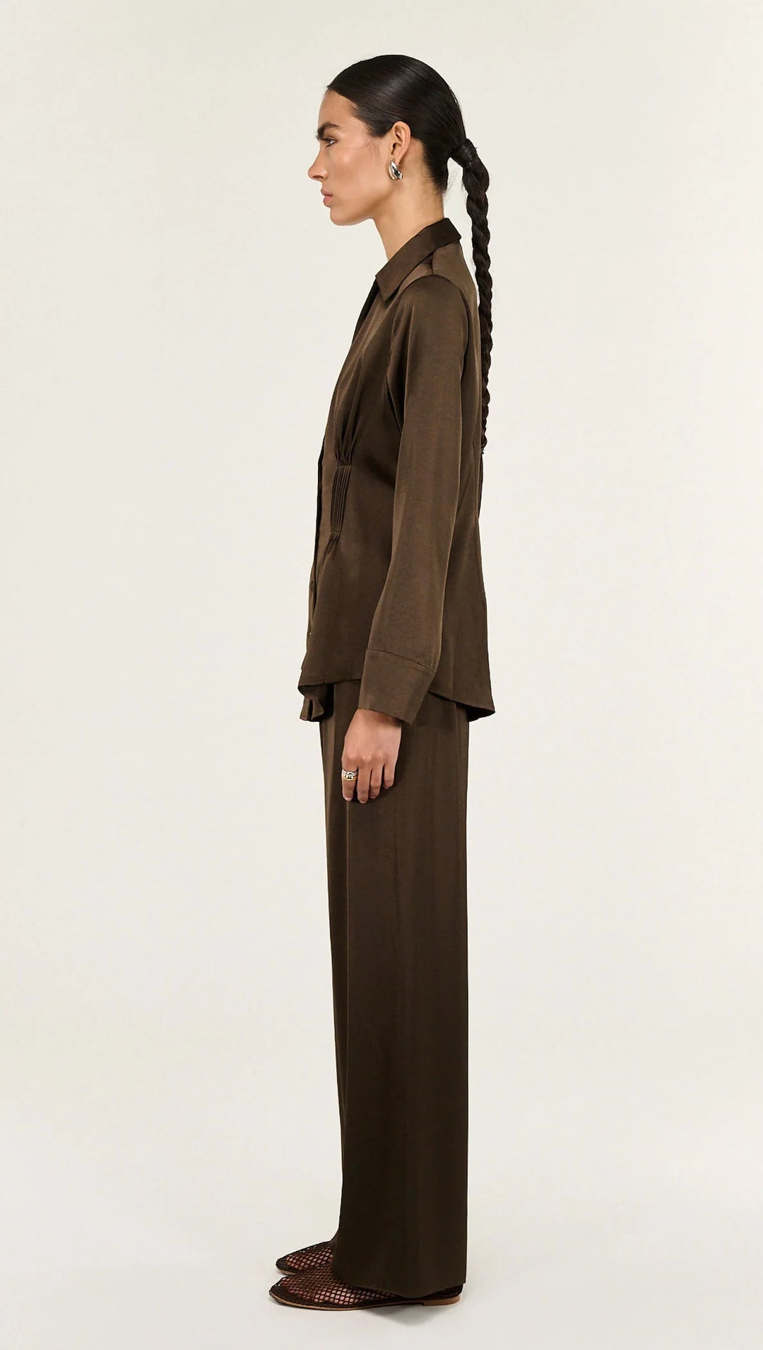 Chocolate Solace Satin Shirt