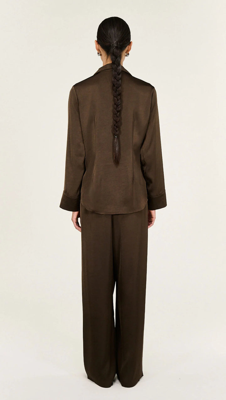 Chocolate Solace Satin Shirt