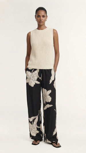 Veda Relaxed Pant - Black/Cream Floral