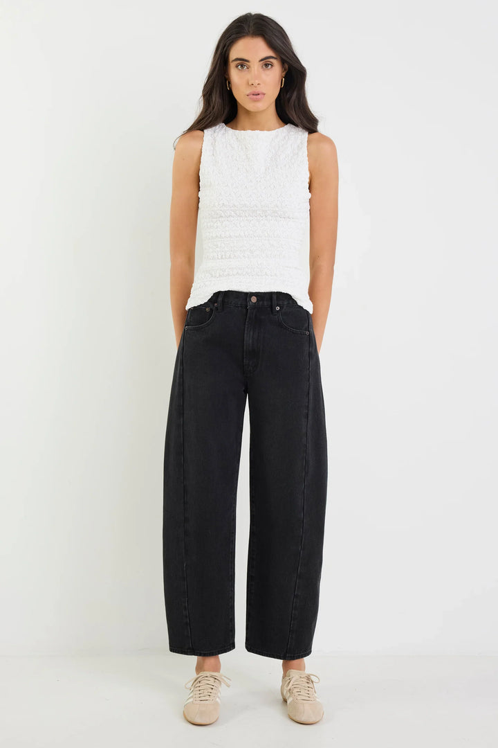 Varsity Black Wash Barrel Jeans