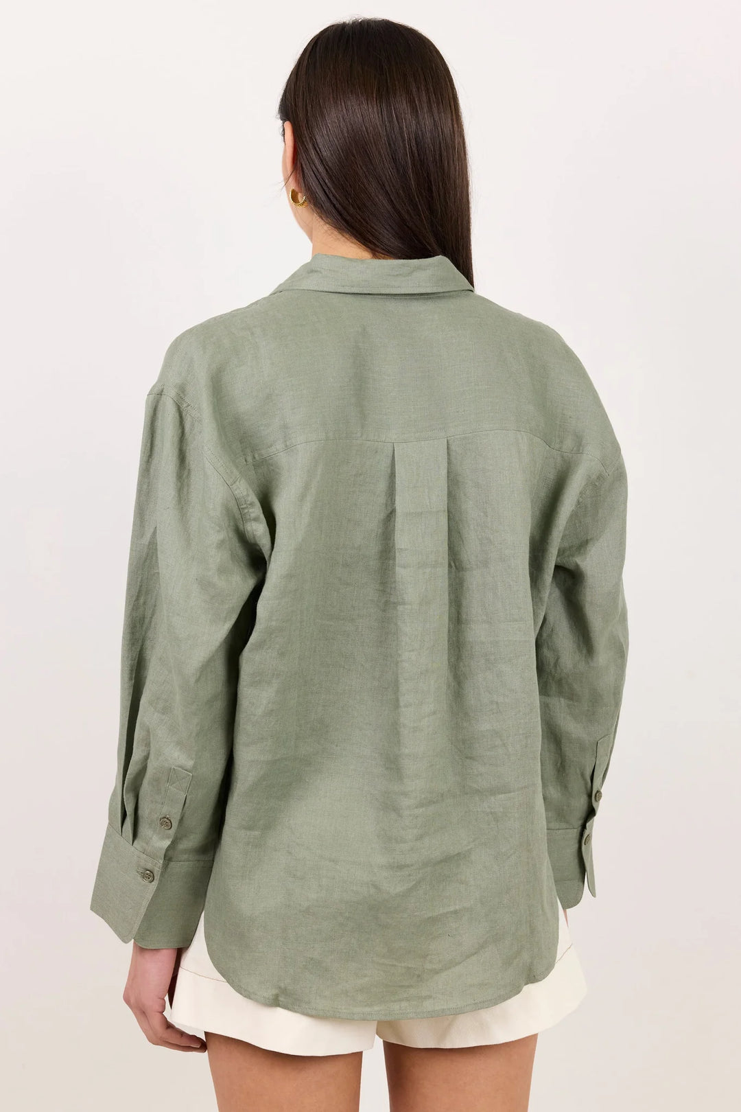Uplifted Khaki Linen Oversized Shirt