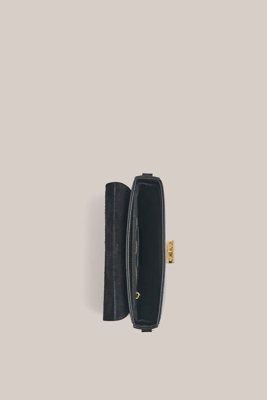 Isla Black Leather Shoulder Bag