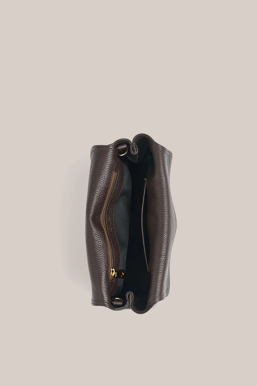 Sloane Dark Chocolate Leather Crossbody Clutch