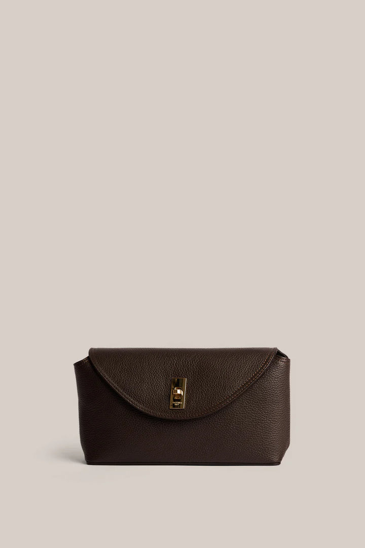 Sloane Dark Chocolate Leather Crossbody Clutch