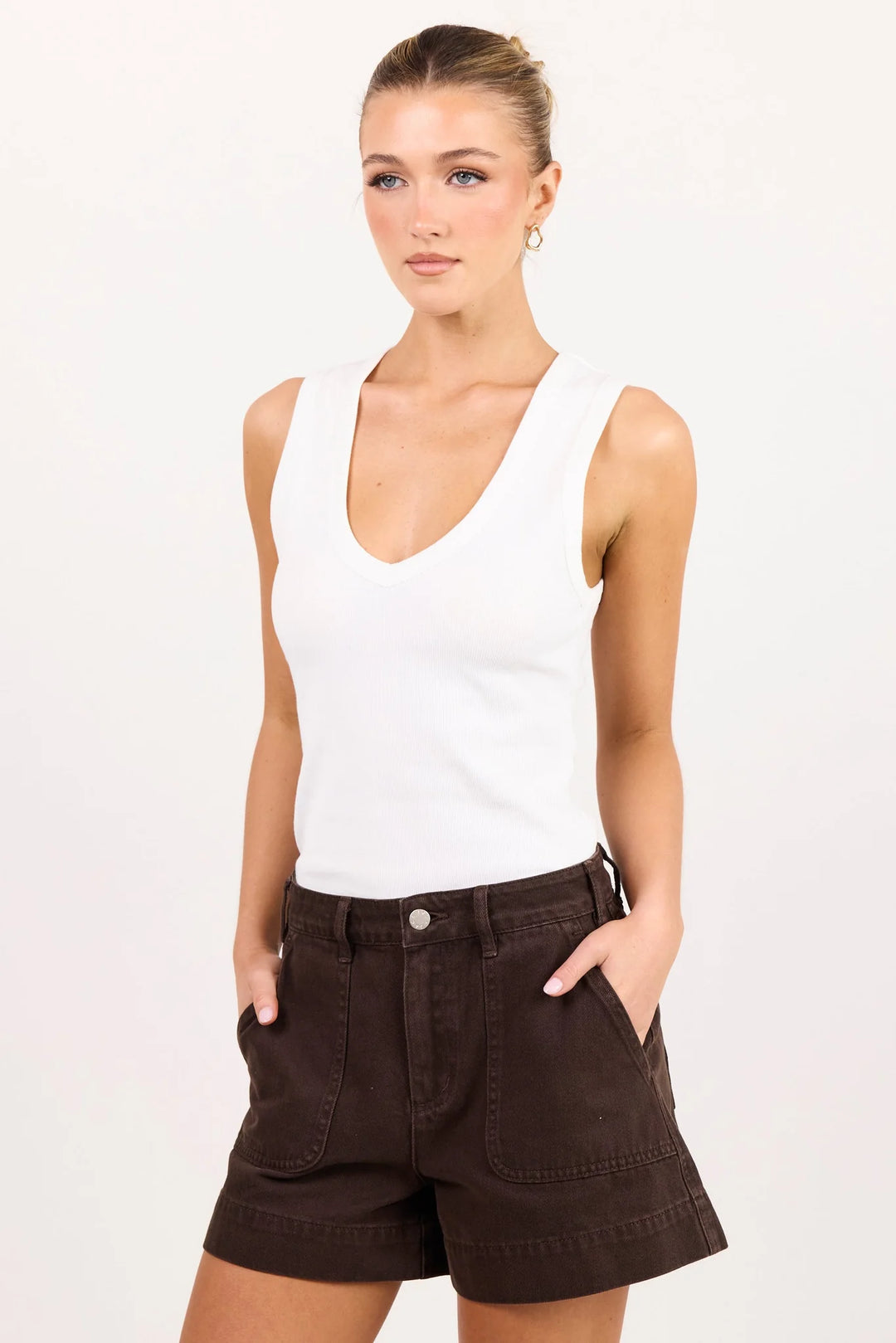 Kindly Dark Choc Pocket Denim Short