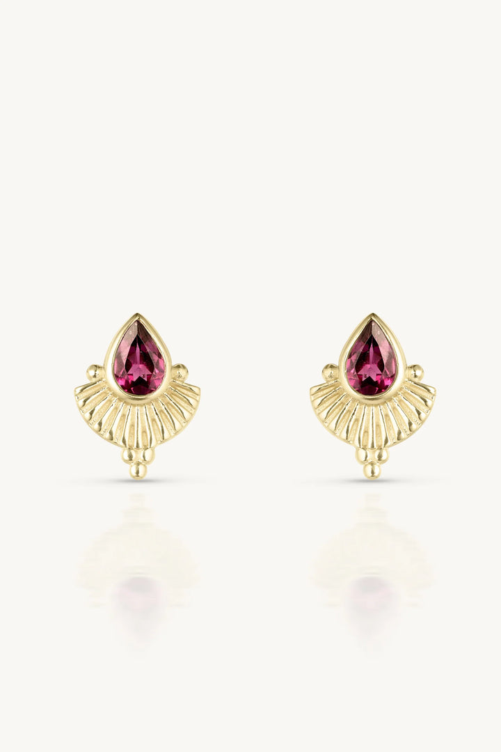 Venus Rhodolite Gold Earrings