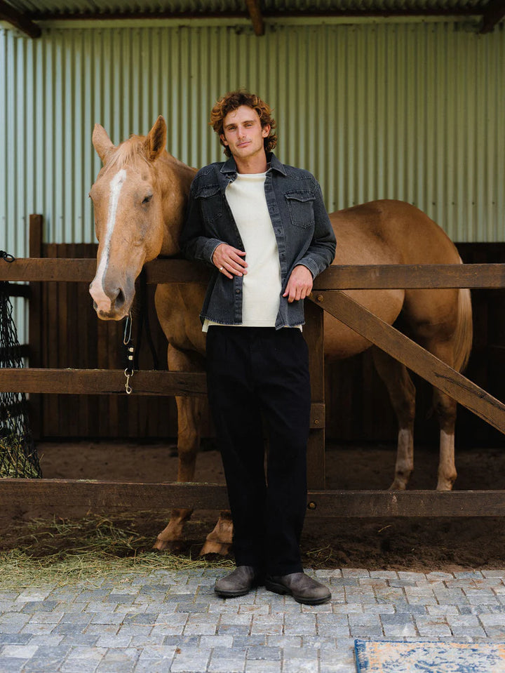 West Denim Long Sleeve Shirt - Washed black