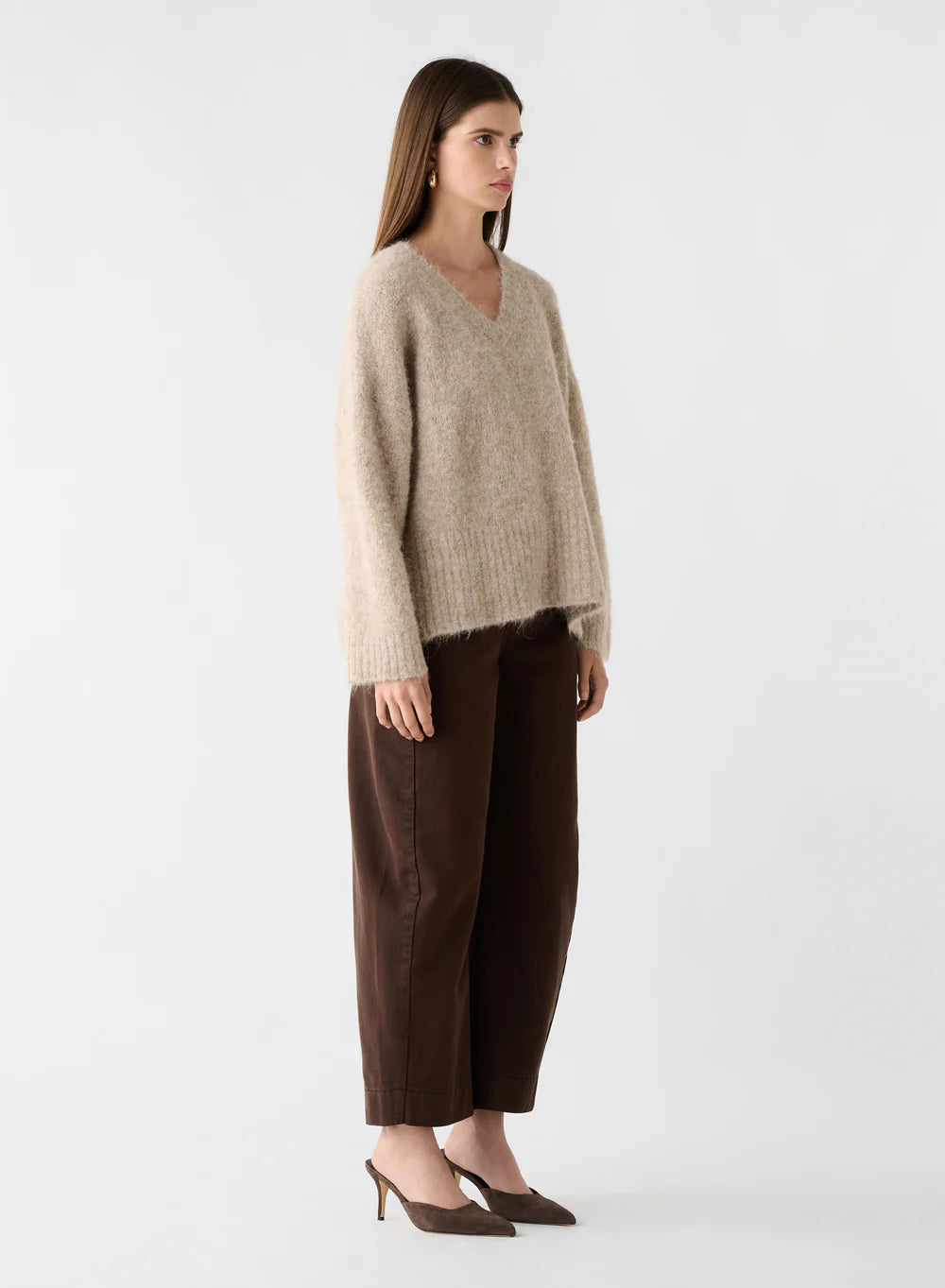 Whisper V Neck Sweater - Oatmeal