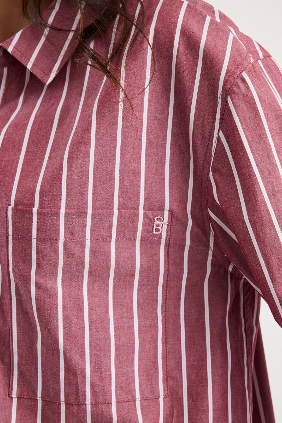 You Got This Burgundy Stripe Oversized Shirt