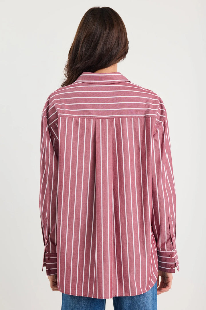 You Got This Burgundy Stripe Oversized Shirt