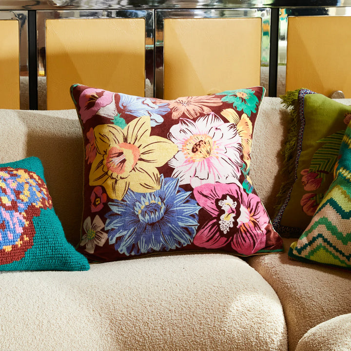 Ines Velvet Cushion - Burnt Sienna
