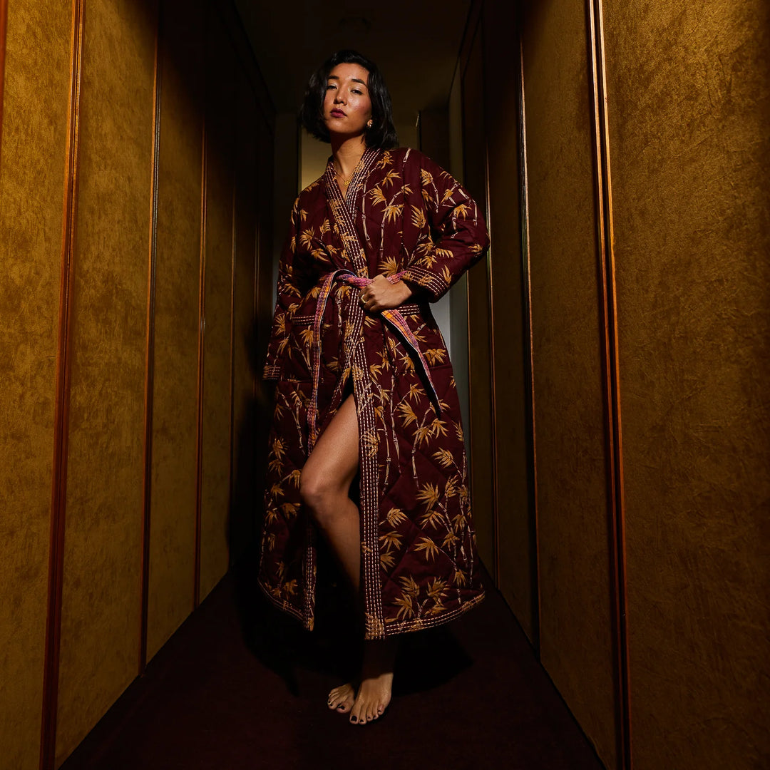 Aneta Quilted Robe - Rosewood