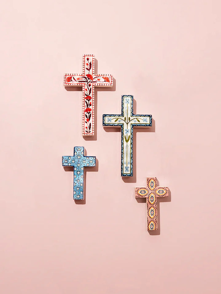 Samira Large Cross - Pink Flower