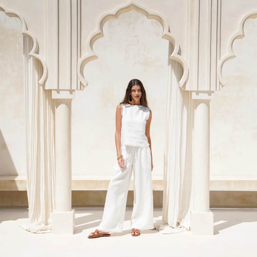 Linen Coastal Pants - Coconut