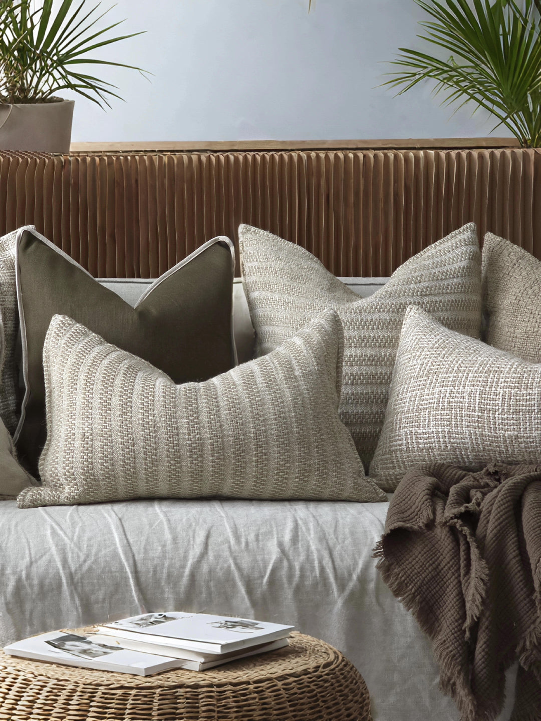 Detente Pure French Linen Cushion - Rustic Striped