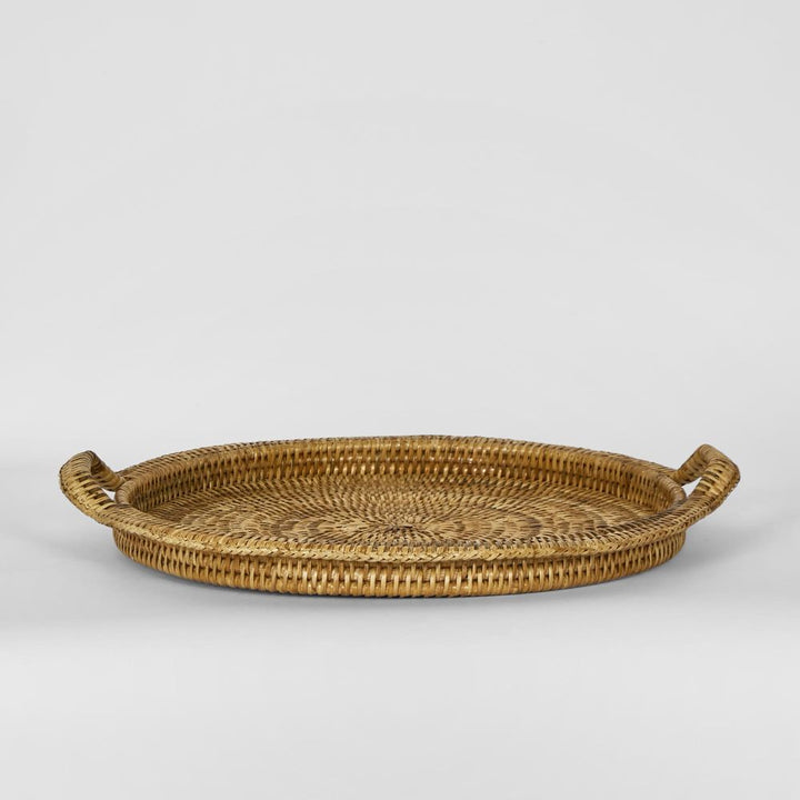 Paume Rattan Round Serving Tray