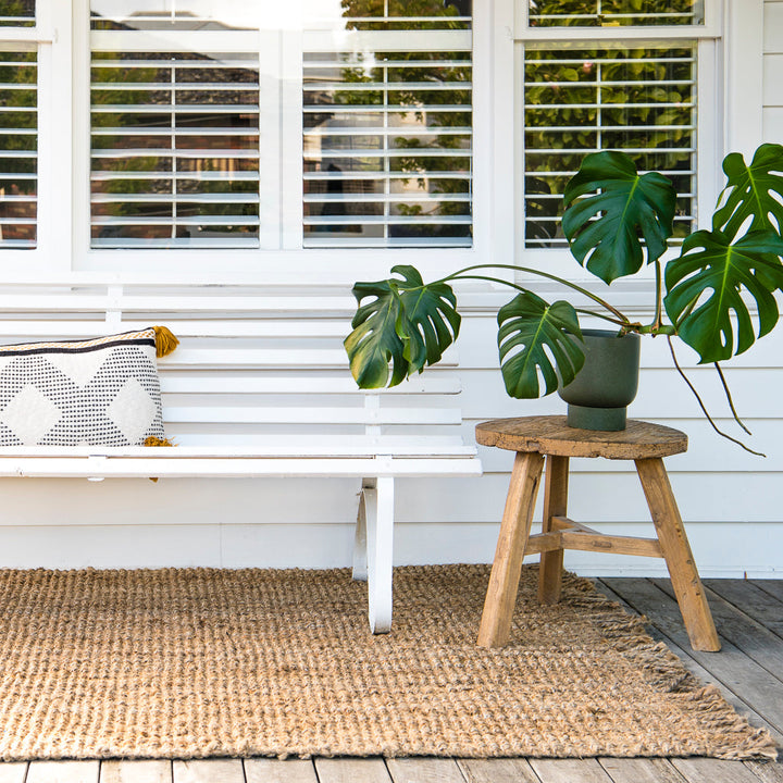 Natural Jute Mat with Fringe