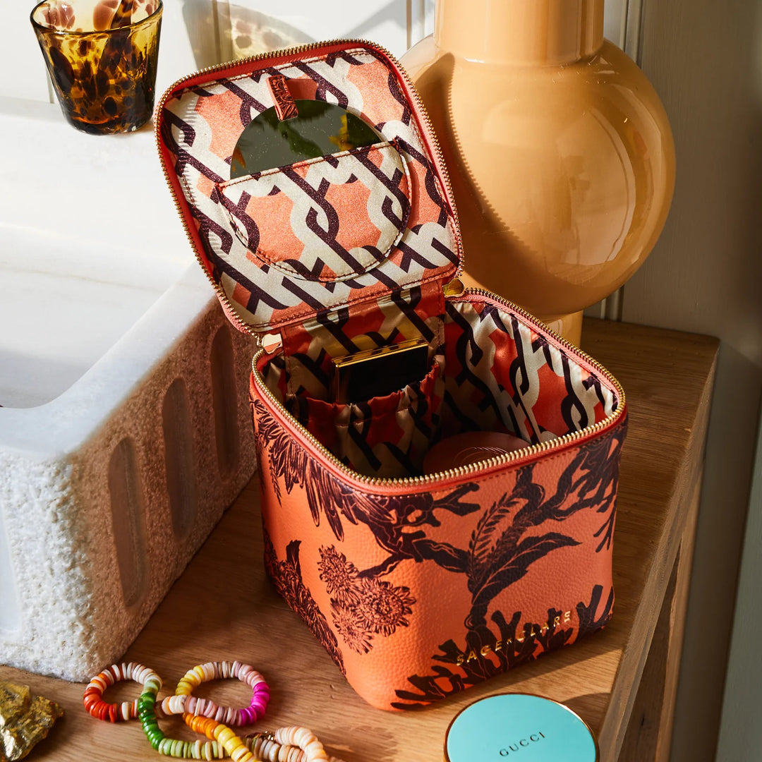 Delphine Small Vanity Case - Vivid Coral
