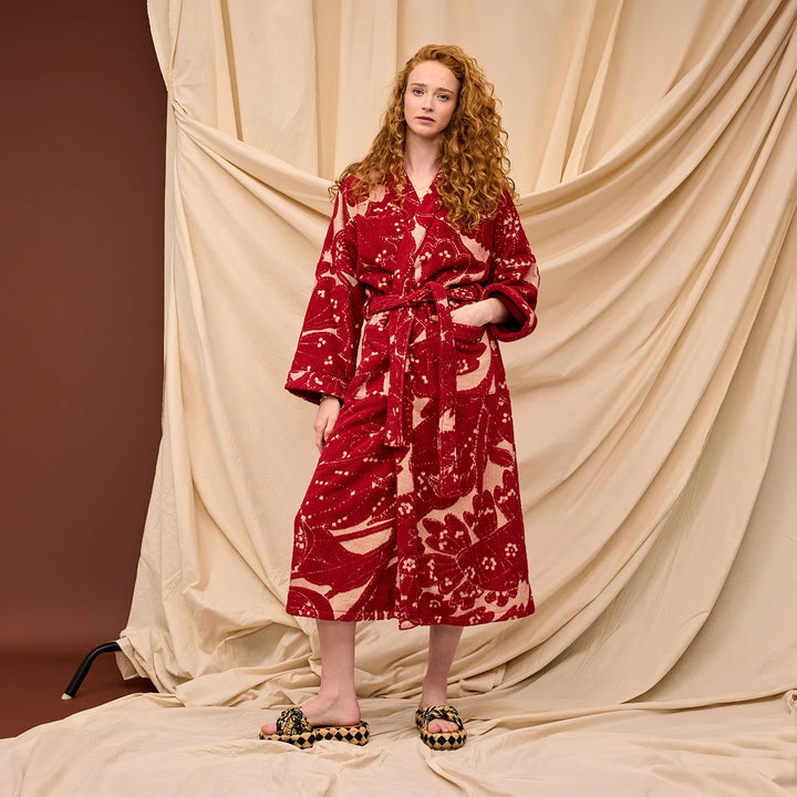 Lucia Towelling Robe - Crimson