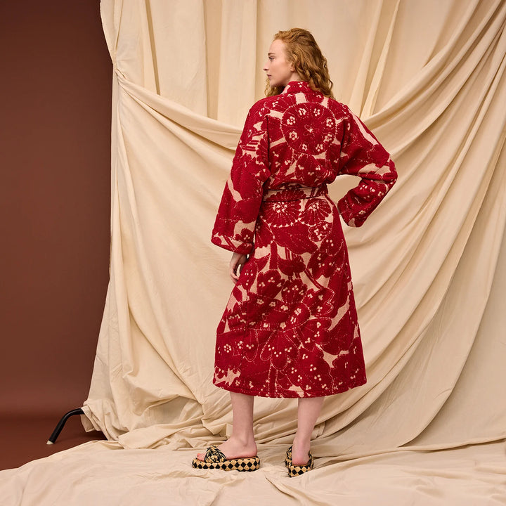 Lucia Towelling Robe - Crimson