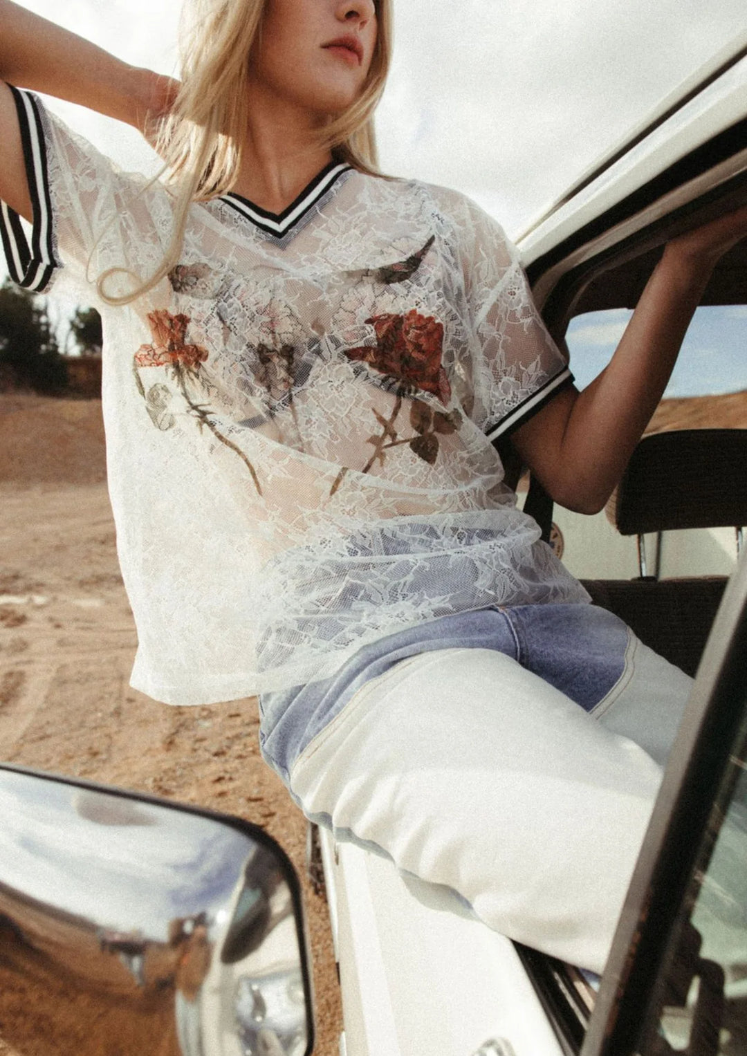 Lace Raglan Tee - Bud + Bone