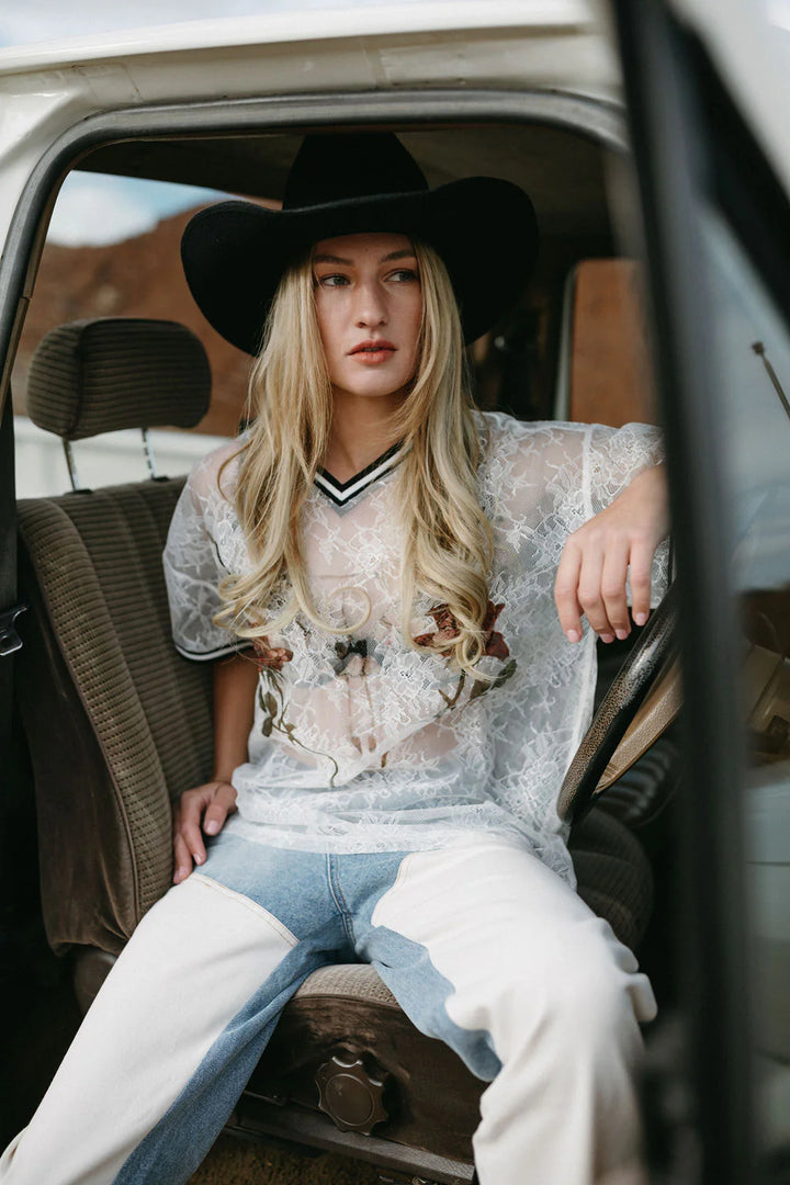 Lace Raglan Tee - Bud + Bone