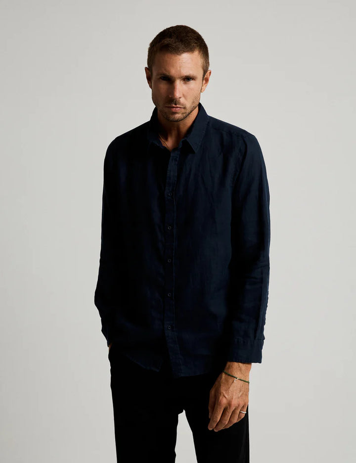 Linen LS Shirt - Navy