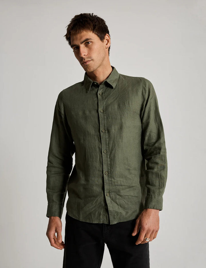 Linen LS Shirt - Fatigue