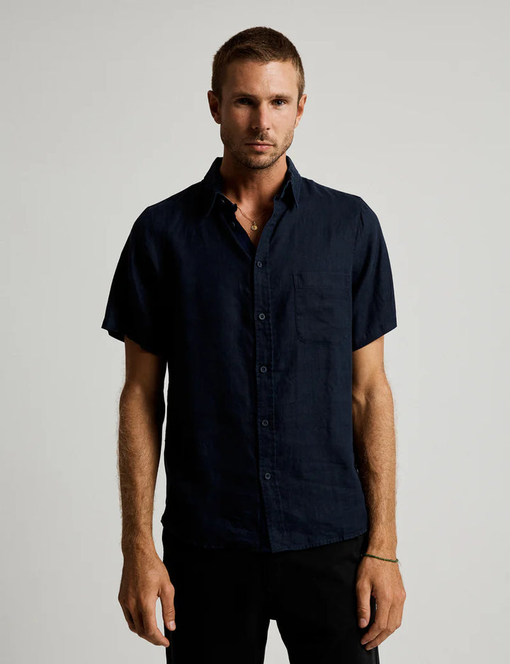 Linen SS Shirt - Navy