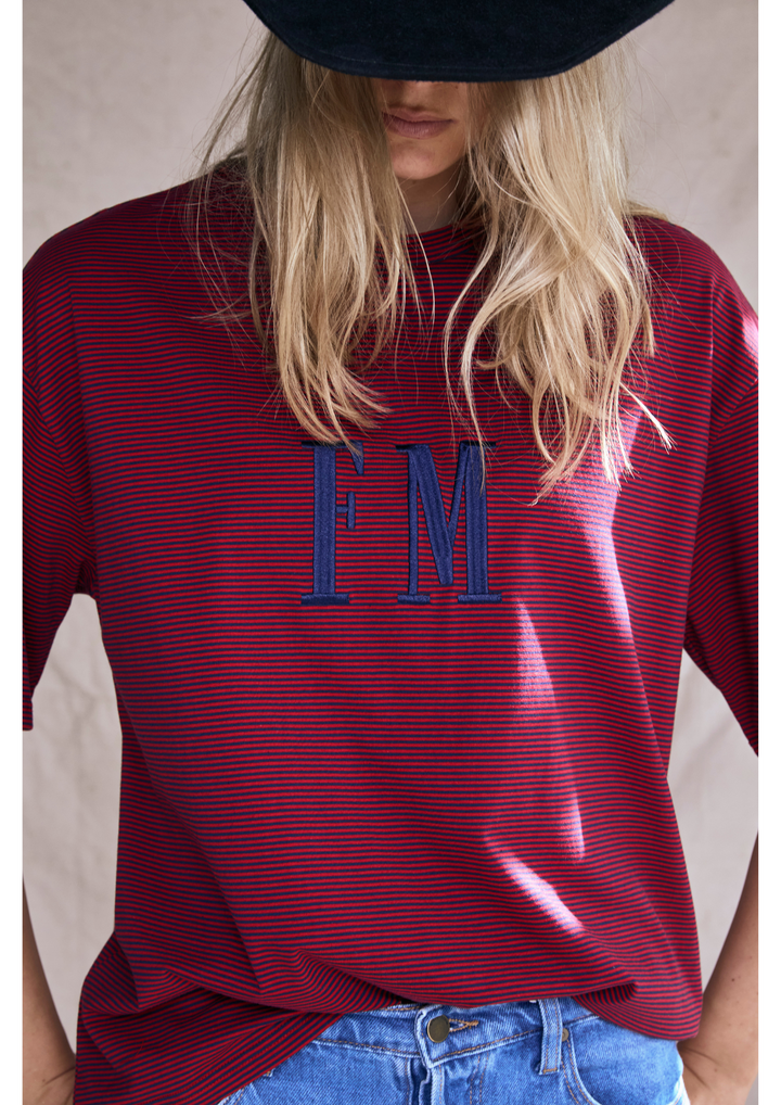 Oversize Stripe Tee - Red/Navy