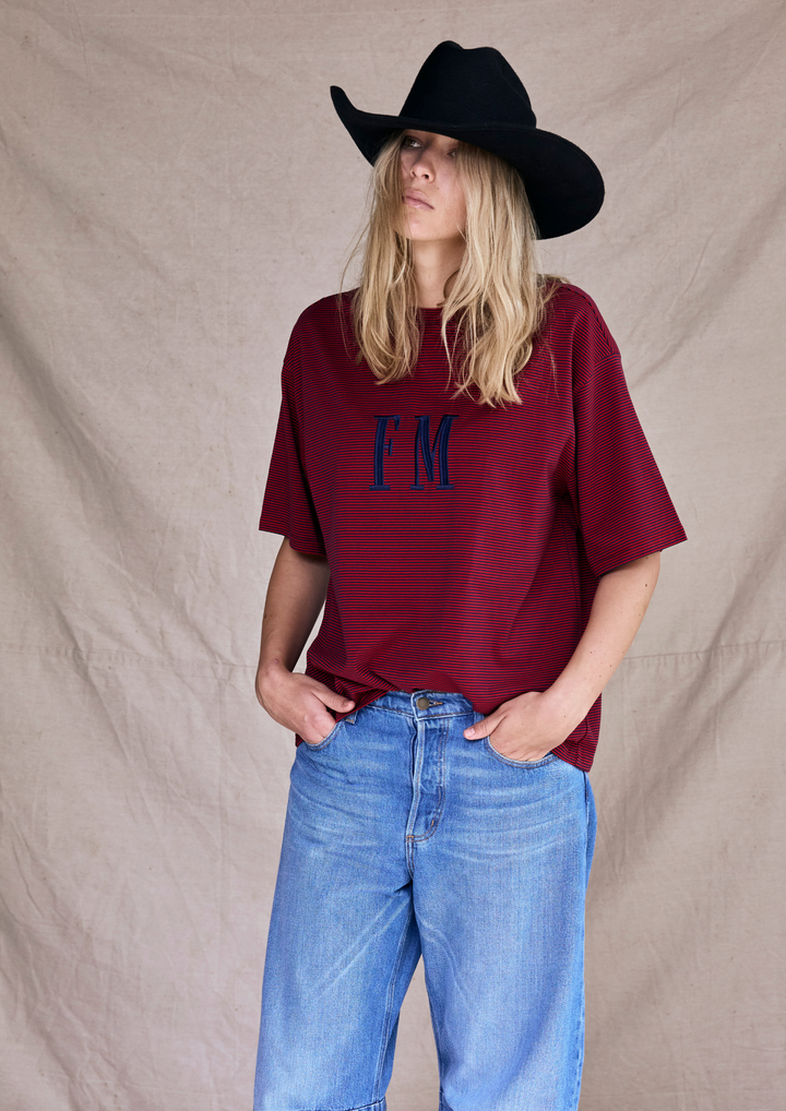 Oversize Stripe Tee - Red/Navy