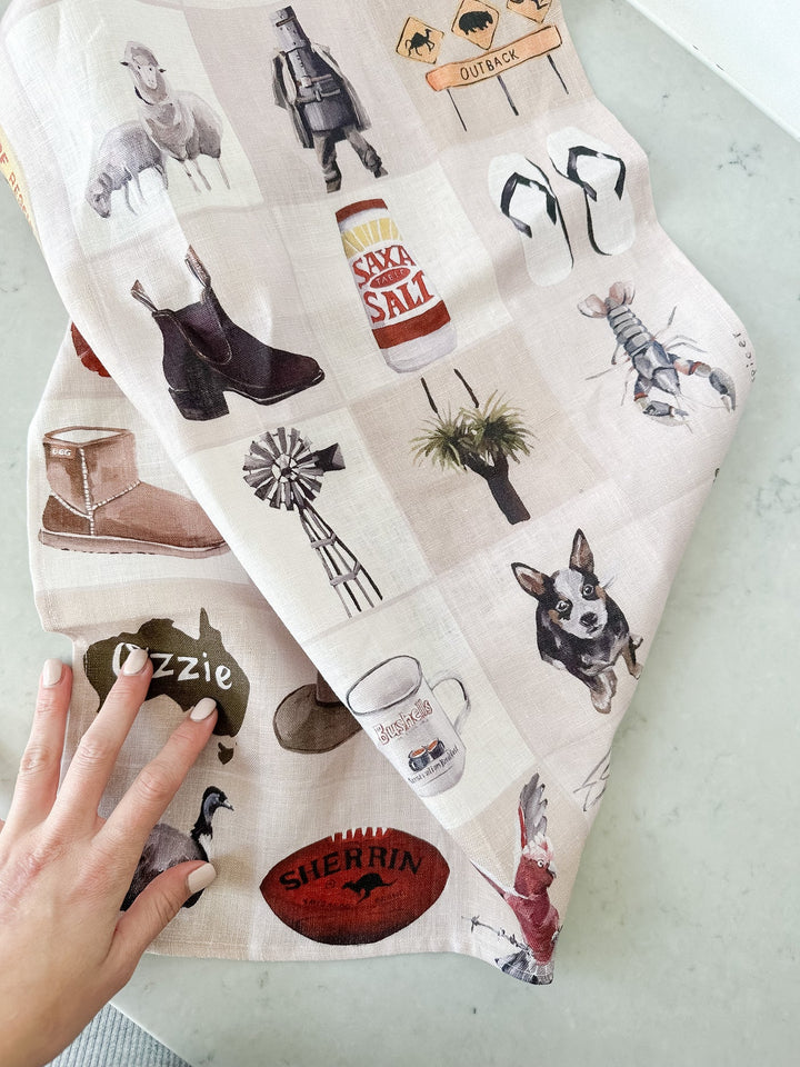Ozzie Linen Tea Towel