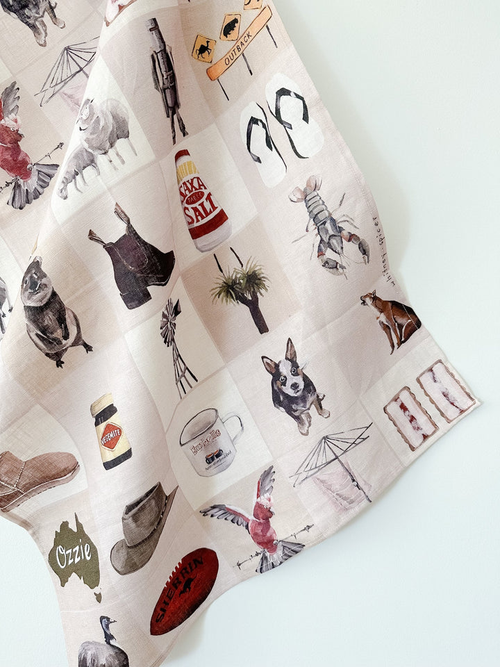 Ozzie Linen Tea Towel