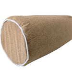 Hailey Linen Chenille Bolster Cushion - Terracotta with Natural Piping