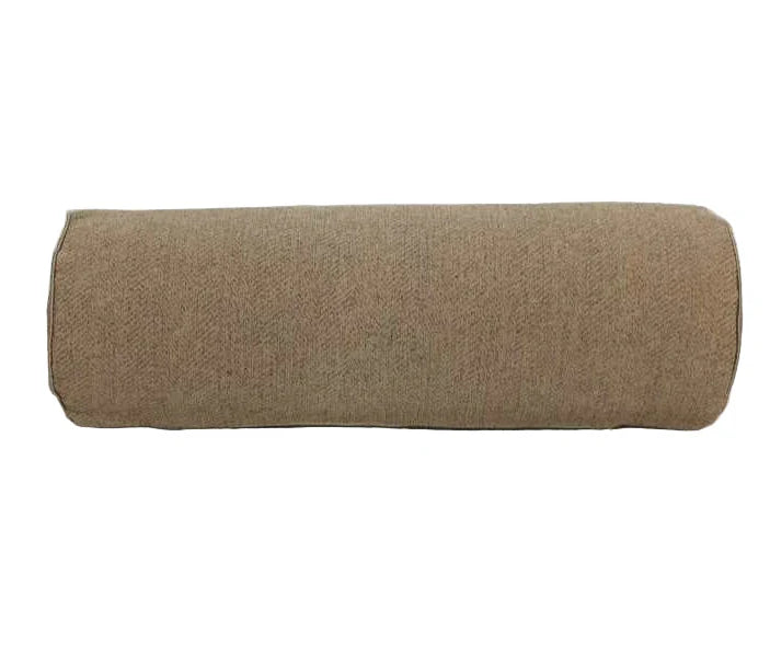 Hailey Linen Chenille Bolster Cushion - Terracotta with Natural Piping