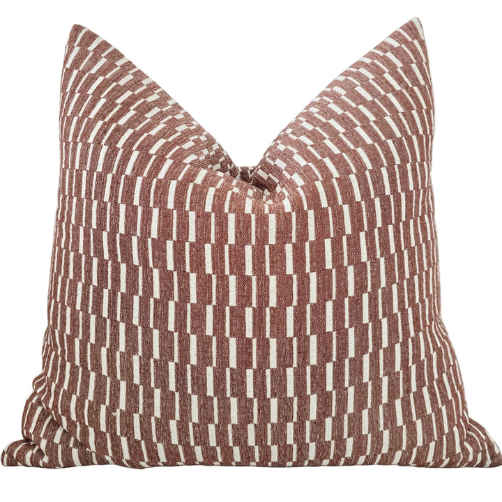 Mosaic Jacquard Cushion - Reddish Brown/Off White