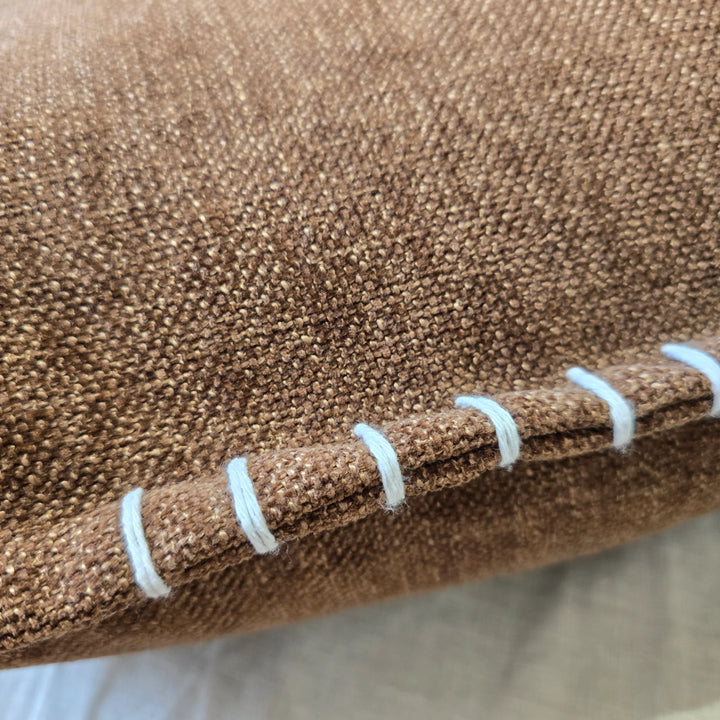 Calmey Hand Stitched Cushion - Rustic Brown