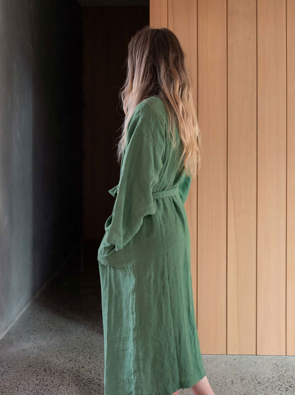 Linen Robe - Spearmint S/M